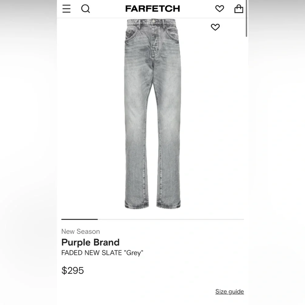 purple brand jeans style #P005 grey 38 x 34 excellent condition no stains/ tears - Picture 4 of 4